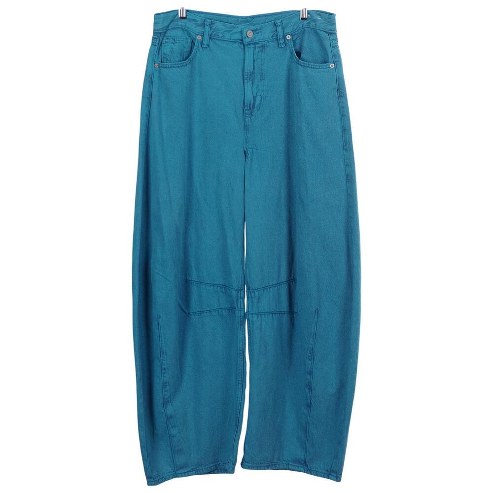 GAP Horseshoe Jeans 29 8R Turquoise Blue High Rise Ultrasoft Denim Wide Leg